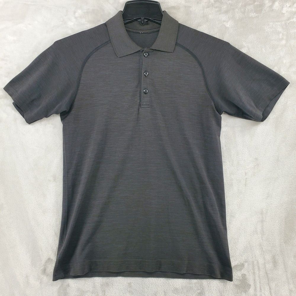 Lululemon Performance Polo Mens Size Small Heathered‎ Black